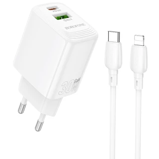 СЗУ Borofone BN29 Fuente PD30W+QC3.0 (1USB-A/1C) + кабель Type-C to Lightning фото 1 СЗУ Borofone BN29 Fuente PD30W+QC3.0 (1USB-A/1C) + кабель Type-C to Lightning фото 1 из 1