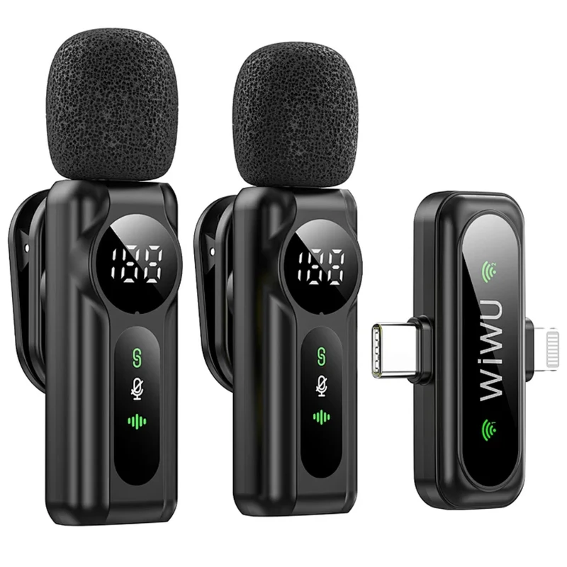 Петличний бездротовий мікрофон WIWU WM007 Dual-mic (Lightning/Type-C) – Black. Фото 6 з 6