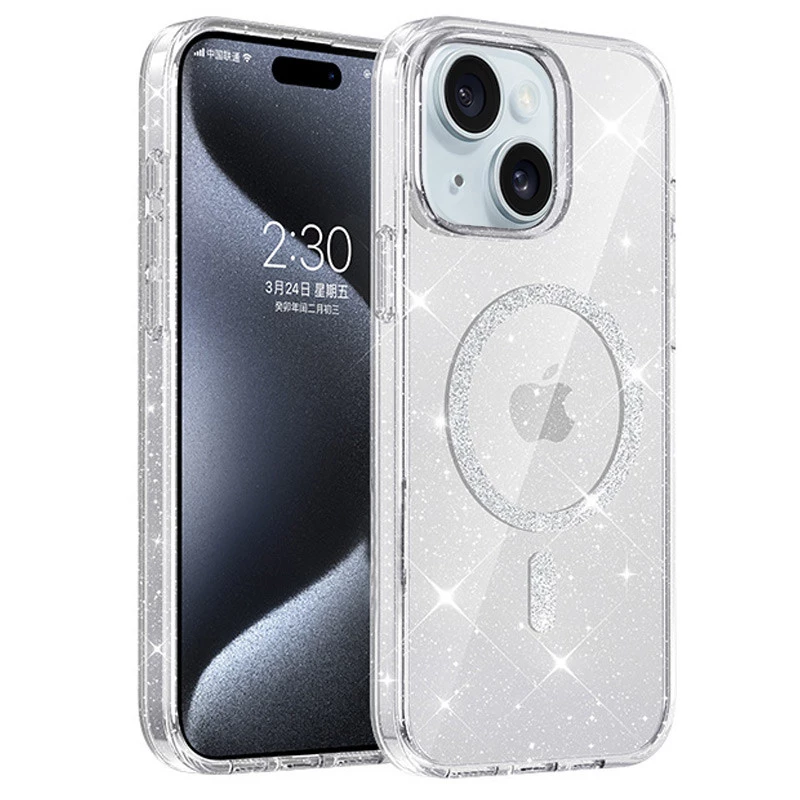 Чохол з блискітками та MagFit на Apple iPhone 15 (6.1") – Clear. Фото 1 з 2