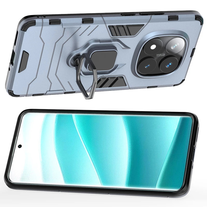 Противоударный чехол Transformer с кольцом для Xiaomi Redmi Note 14 Pro 5G – Серый / Metal slate. Фото 4 из 5