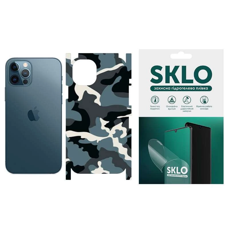 

Защитная пленка SKLO Back Camo на тыльную сторону и торцы для Apple iPhone 12 (6.1") (Голубой / Army Blue), Блакитний / army blue