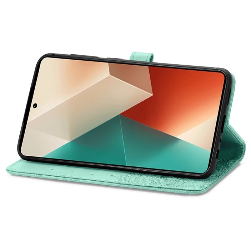 Кожаный чехол-книжка Art Case с визитницей для Xiaomi Redmi Note 13 4G – Бирюзовый. Фото 4 из 7