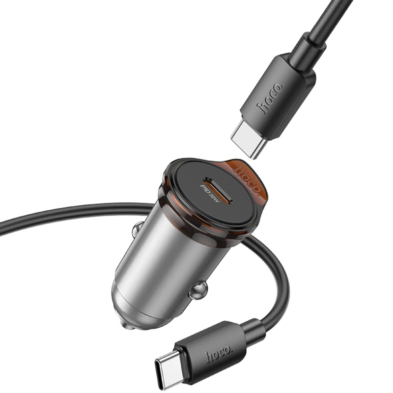 АЗУ Hoco NZ16 Rigorous PD30W (1USB-C) + кабель Type-C to Type-C – Metal grey. Фото 5 из 6