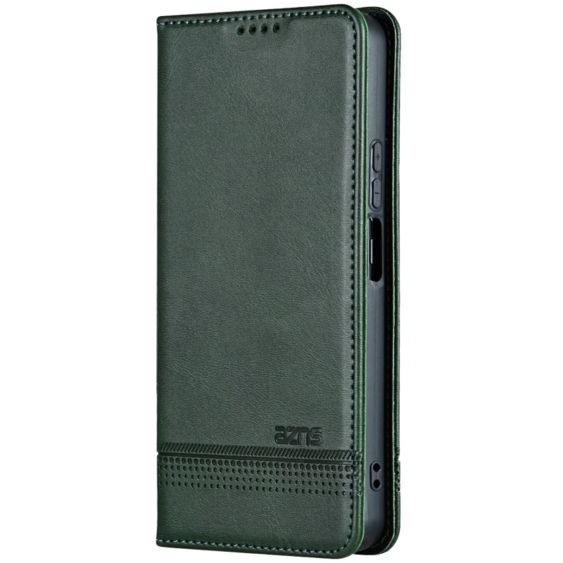 Шкіряний чохол-книжка AZNS Classic series для Xiaomi Redmi 15 (EU) – Dark Green. Фото 1 з 4