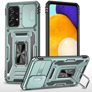 Ударостійкий чохол Square Ring зi шторкою на камеру на Samsung Galaxy A23 4G — Зелений / Light Green