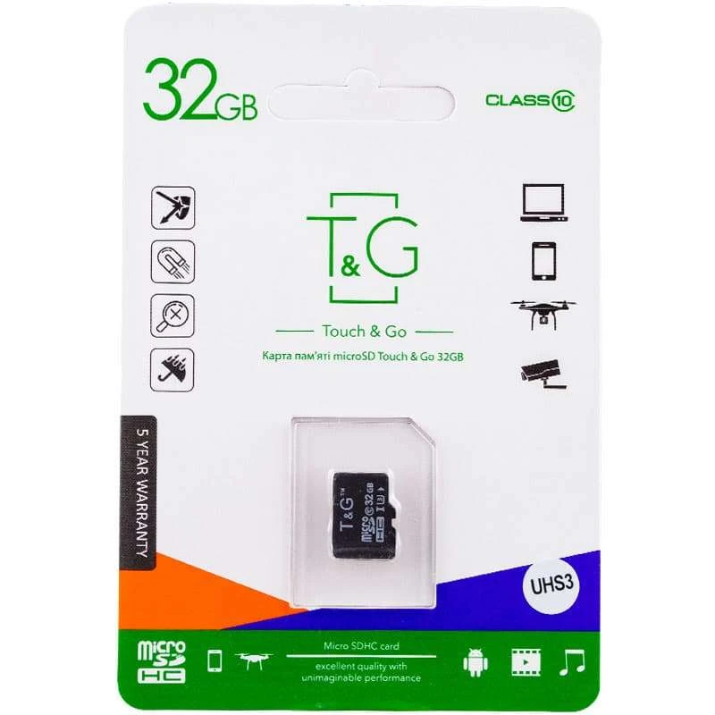 

Карта пам'яті T&G microSDHC (UHS-3) 32 GB class 10 (без адаптера)