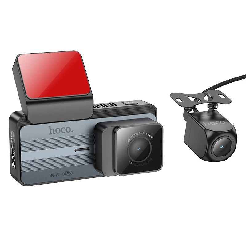 Відеореєстратор Hoco DV12 2K display + GPS (with rear camera) – Silver gray. Фото 4 з 8
