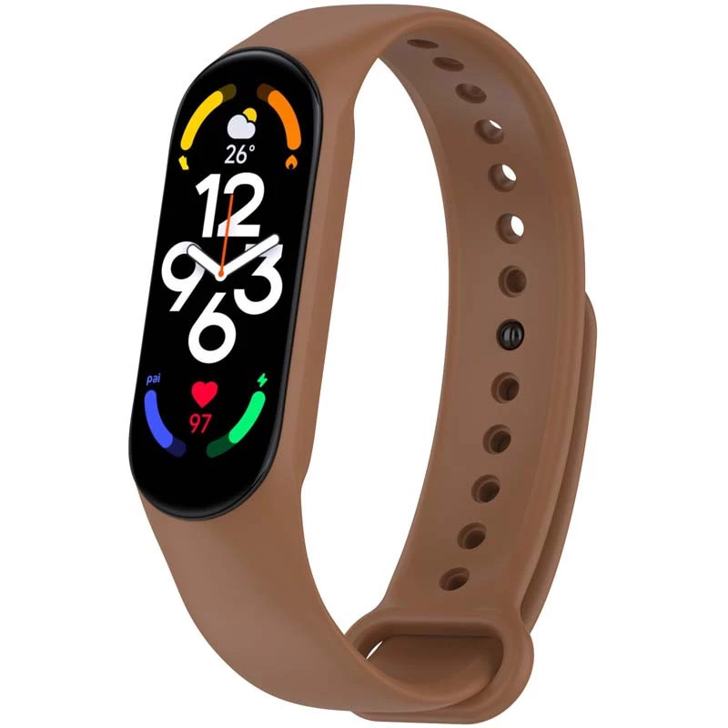 Силиконовый ремешок для Xiaomi Mi Band 7/6/5/4/3 – Коричневый / Brown. Фото 2 из 4