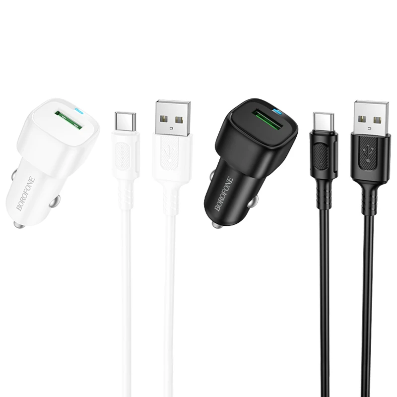 АЗП Borofone BZ34 Cloud QC3.0 (1USB-A) + кабель USB to Type-C фото 1 з 1