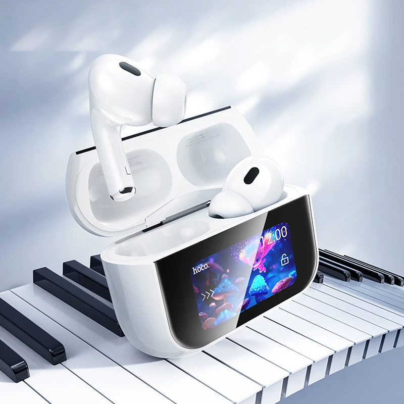 Бездротові TWS навушники Hoco EW79 Bright with Touch Screen ANC – White. Фото 8 з 8