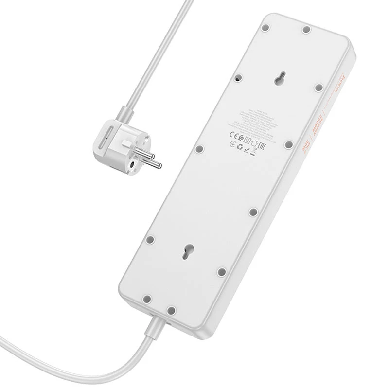 Удлинитель Hoco AC14A Rico PD30W (3USB-A/1C/5xSocket) (1.5m) – White. Фото 2 из 6
