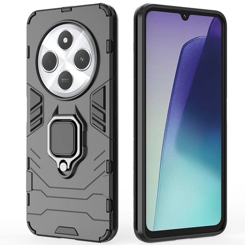 Противоударный чехол Transformer с кольцом для Xiaomi Redmi Note 13 Pro 5G – Черный / Soul Black. Фото 3 из 6