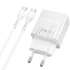 СЗУ Hoco CS112A Lounge PD30W+QC3.0 (1USB-A/1C) + кабель Type-C to Type-C – White. Фото 3 из 4