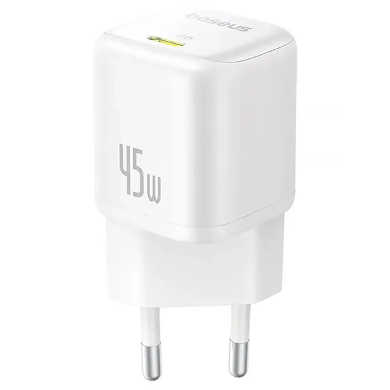 МЗП Baseus PicoGo GaN Fast Charger 45W (1USB-C) (P10176800) – Moon White. Фото 1 з 4