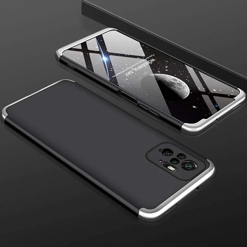 Чехол с защитой 360 градусов GKK для Xiaomi Redmi Note 10 Pro – Черный / Серебряный. Фото 2 из 2