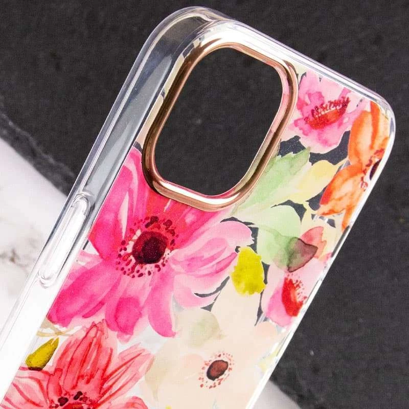 TPU+PC чехол с цветами для Apple iPhone 13 Pro (6.1") – Paint bloom. Фото 3 из 4