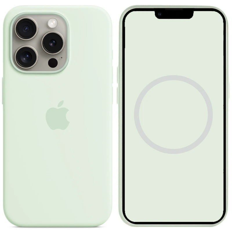 Чехол Silicone case (AAA) with Magsafe and Animation для Apple iPhone 15 Pro (6.1") – Мятный / Soft Mint. Фото 2 из 2
