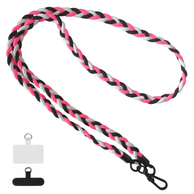 Плетенный шнурок (5мм) 120см – Black / Pink / White. Фото 1 из 5