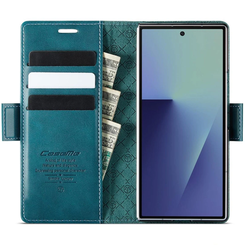 Кожаный чехол-книжка CaseMe Velvet Matte для Samsung Galaxy Z Fold7 – Green. Фото 3 из 5