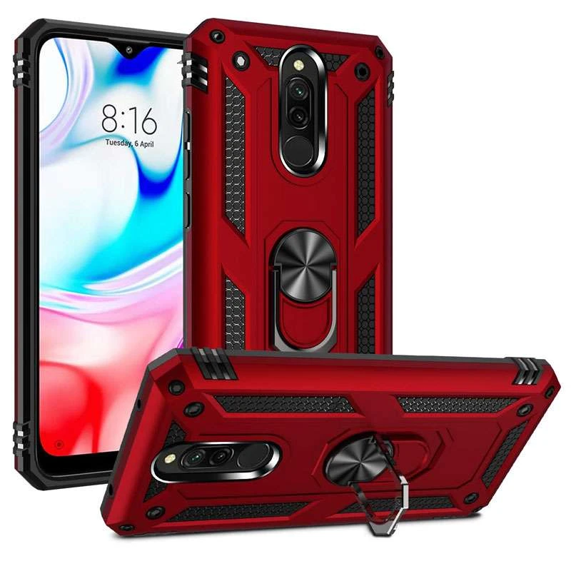 

Протиударний чохол Serge Ring з кільцем на Xiaomi Redmi 8a (Червоний)