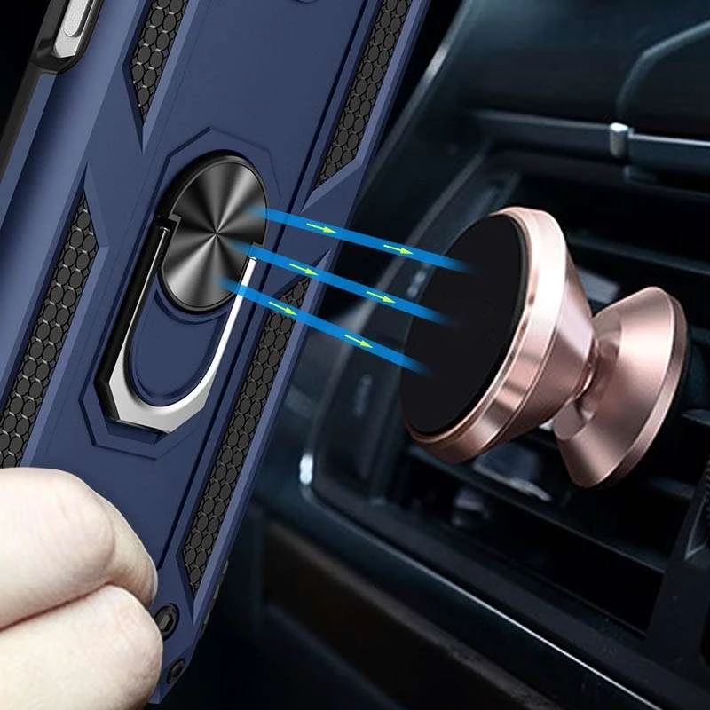 Противоударный чехол Serge Ring с кольцом для Xiaomi Redmi Note 9 / Redmi 10X – Темно-синий. Фото 2 из 6