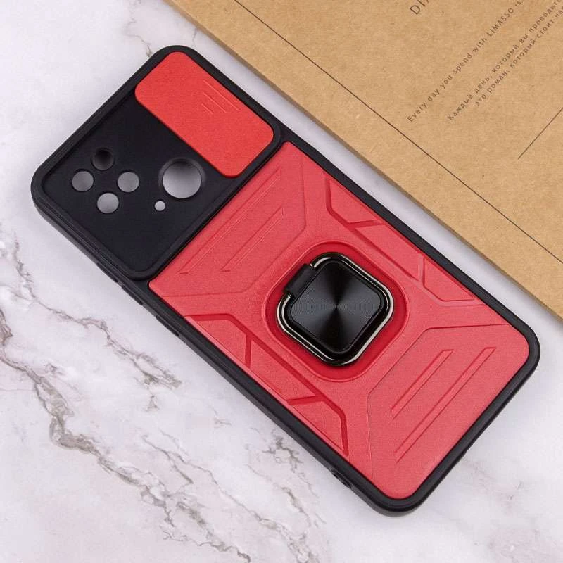 Протиударний чохол Flash зі шторкою для камери та кільцем на Xiaomi Redmi 10C – Червоний. Фото 6 з 7