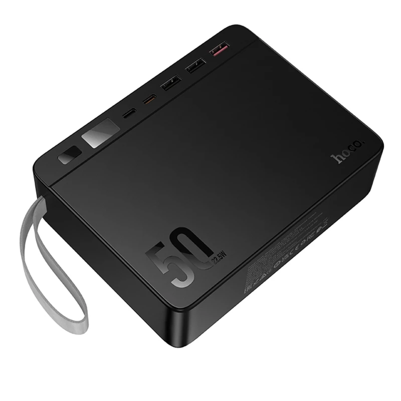 Портативний ЗП Power Bank Hoco J166 Carretera 22.5W+PD20W+lighting 50000 mAh – Black. Фото 4 з 6
