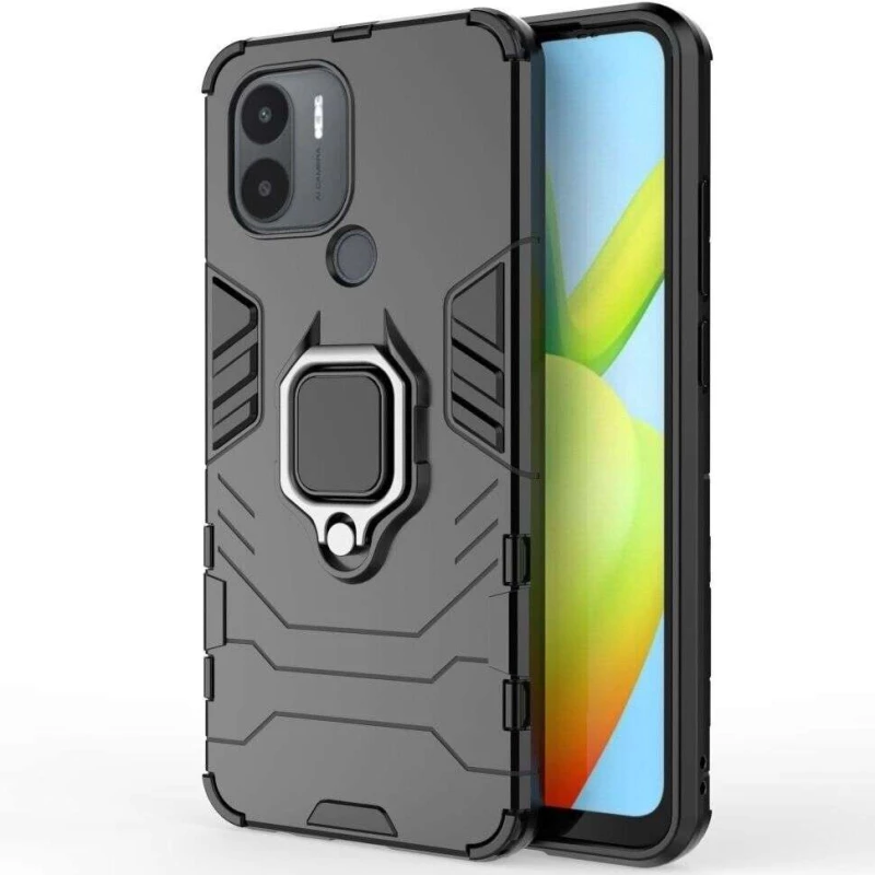 Протиударний чохол Transformer з кільцем на Xiaomi Redmi A1+ / Poco C50 / A2+ – Чорний / Soul Black. Фото 7 з 8