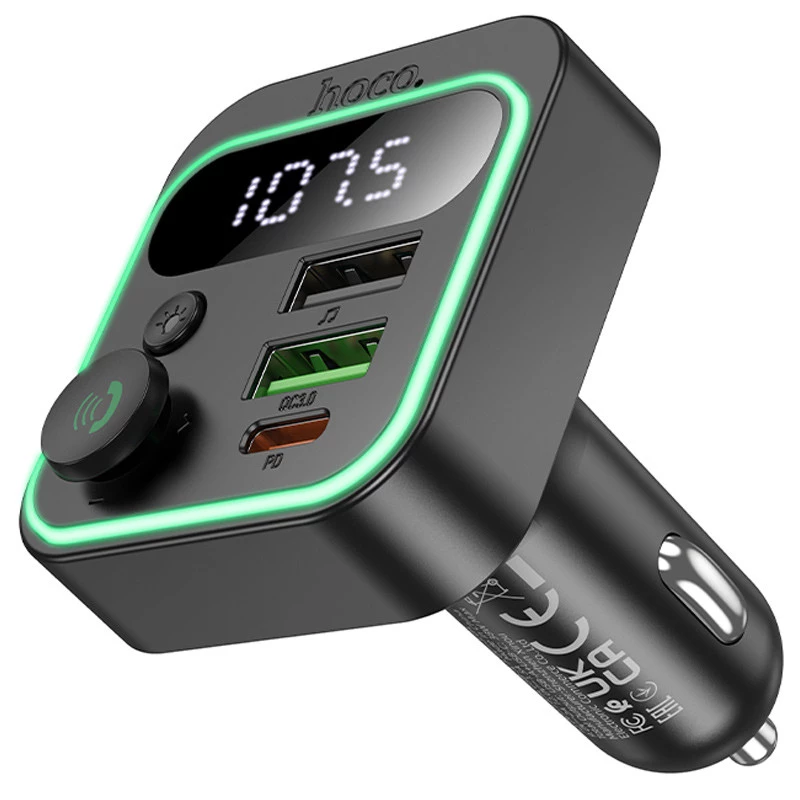 АЗУ FM модулятор Hoco E85 Tiger PD20W+QC3.0 – Black. Фото 2 из 8