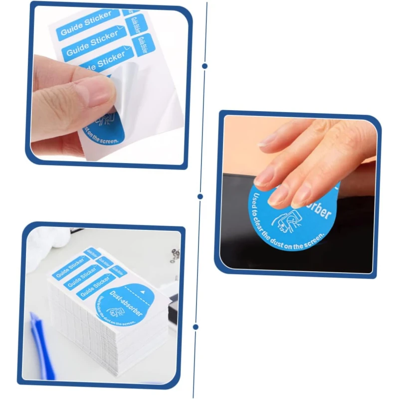 Стікери (3+1) для поклейки захисного скла (упаковка 200 шт.) – Синій. Фото 6 з 6