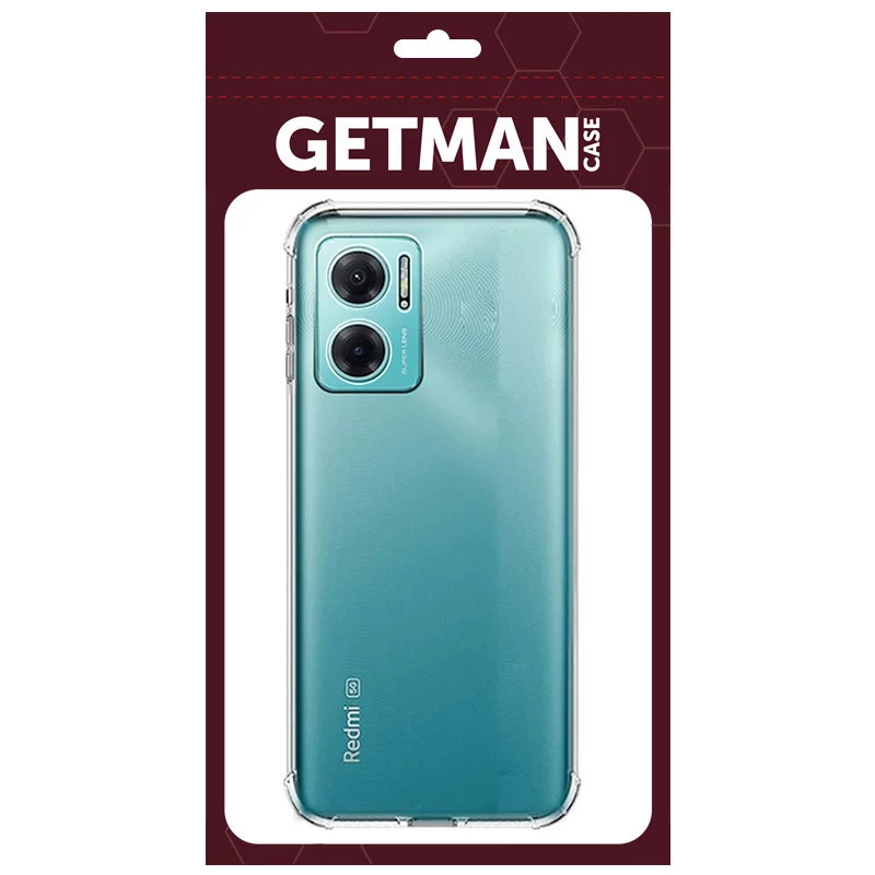 Ультратонкий силіконовий чохол GETMAN з критими бортами та камерою для Xiaomi Redmi Note 11E – Безбарвний (прозорий). Фото 5 з 6