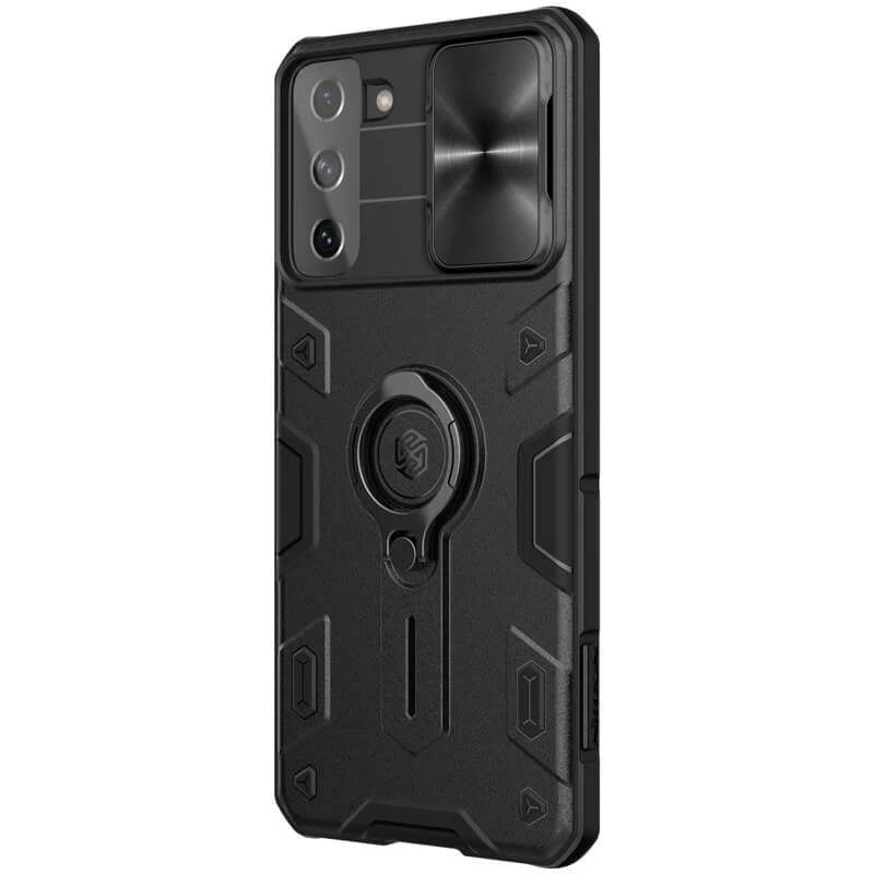

Пластикова накладка Nillkin Armor зі шторкою для камери та кільцем на Samsung Galaxy S21+ (Чорний)