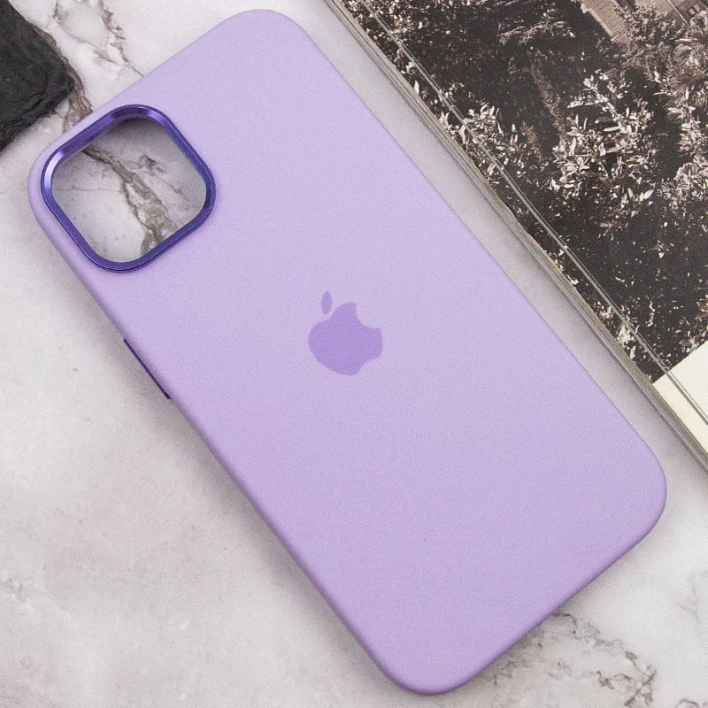 Чехол Silicone Case с металлическими кнопками для Apple iPhone 14 (6.1") – Сиреневый / Lilac. Фото 8 из 9