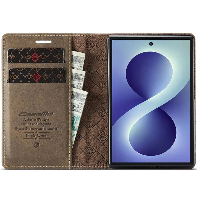 Шкіряний чохол-книжка CaseMe Velvet Matte для Samsung Galaxy Z Fold8 – Coffee. Фото 6 з 6