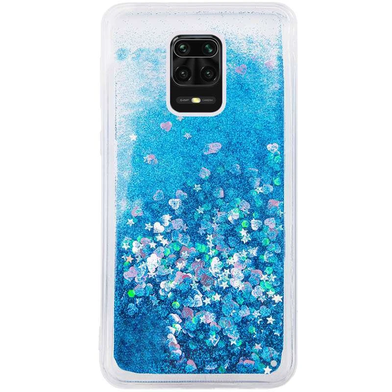 

Чохол Liquid hearts з блискітками, що переливаються, на Xiaomi Redmi Note 9s / Note 9 Pro / Note 9 Pro Max (Блакитний)