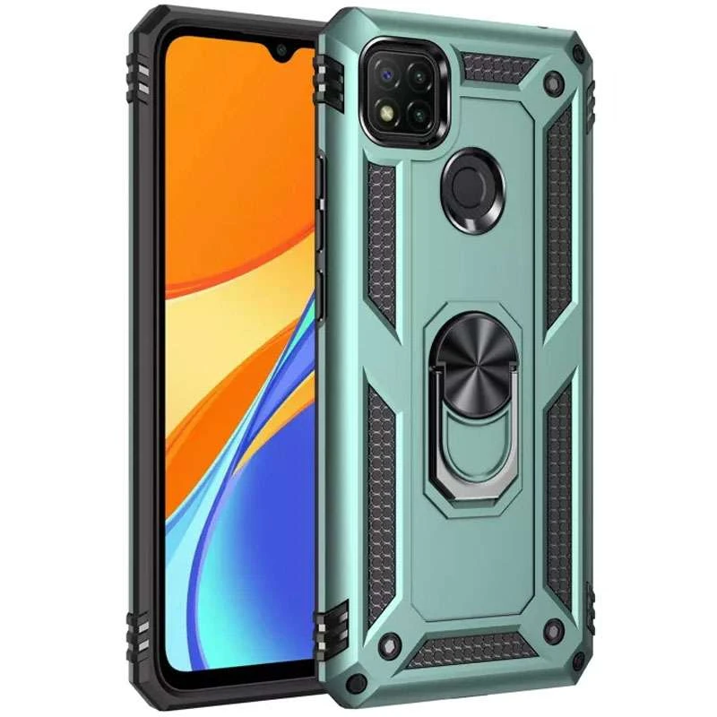 

Противоударный чехол Serge Ring с кольцом для Xiaomi Redmi 9C (Зеленый), Зелений