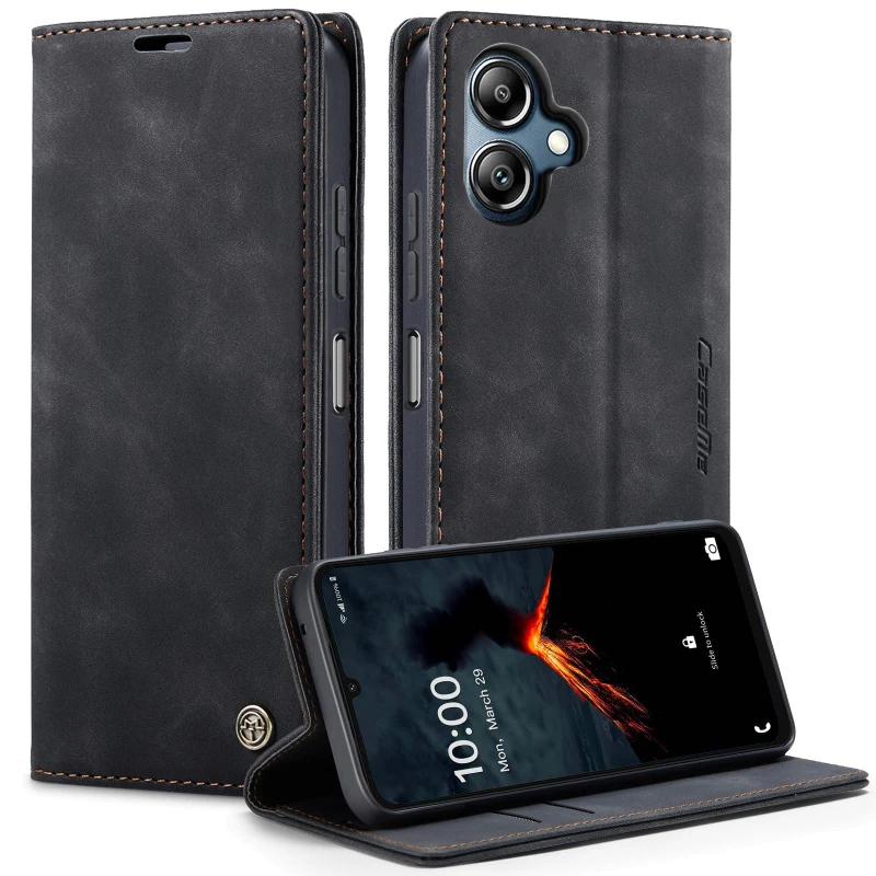 Шкіряний чохол-книжка CaseMe Velvet Nubuck для Samsung Galaxy A06 – Black. Фото 2 з 5