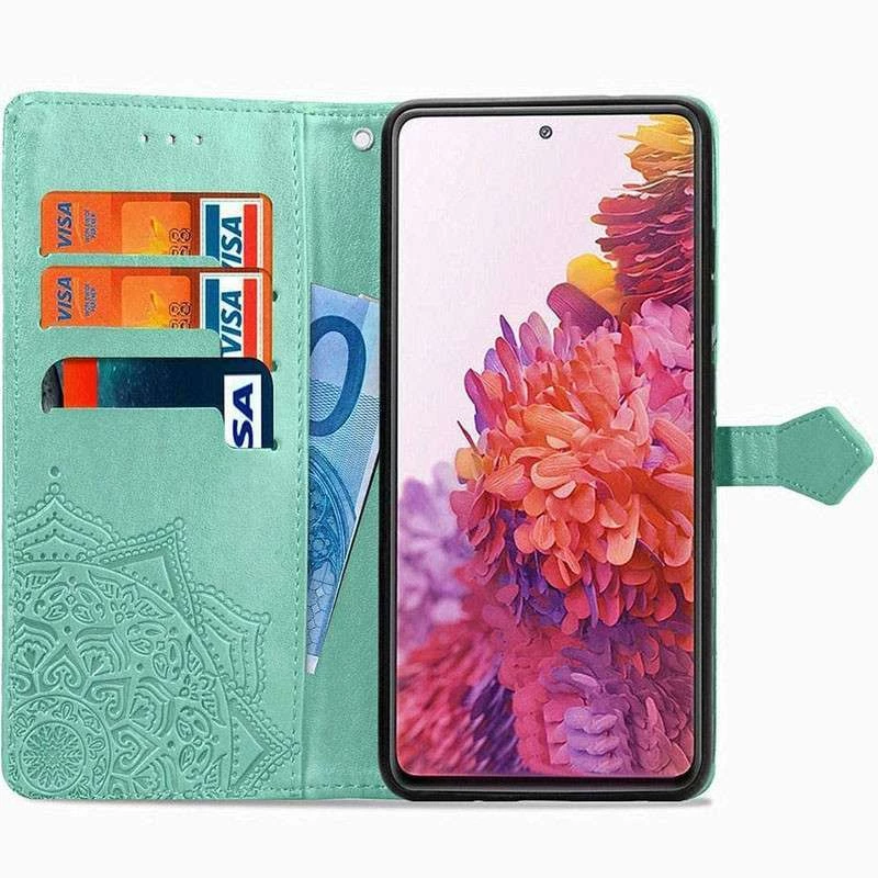 Шкіряний чохол-книжка Art Case з візитницею для Samsung Galaxy S20 FE – Бірюзовий. Фото 4 з 6