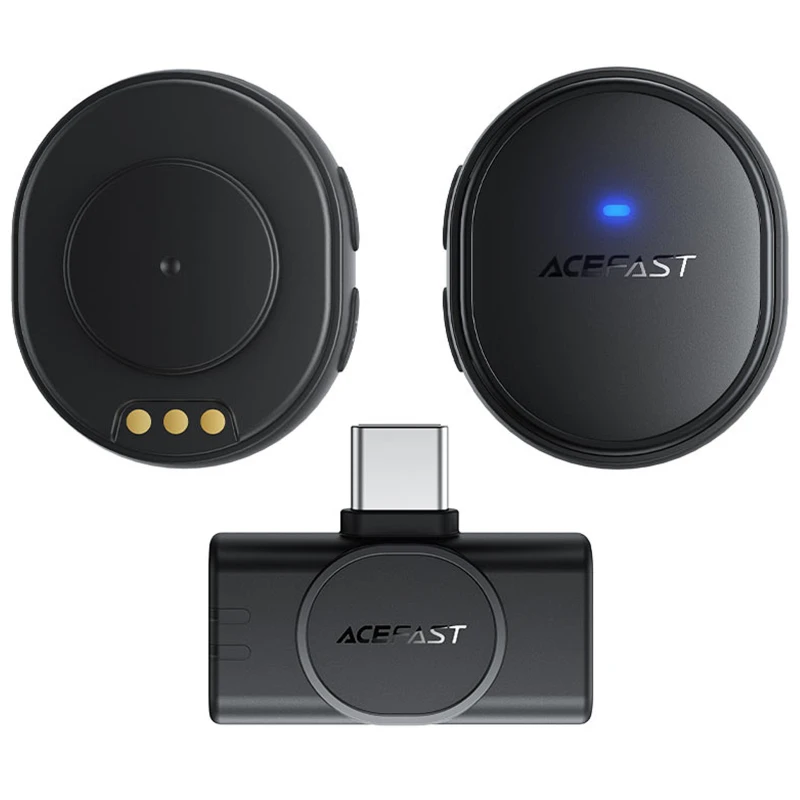 Петличний бездротовий мікрофон Acefast R3 Type-C – Black. Фото 3 з 5