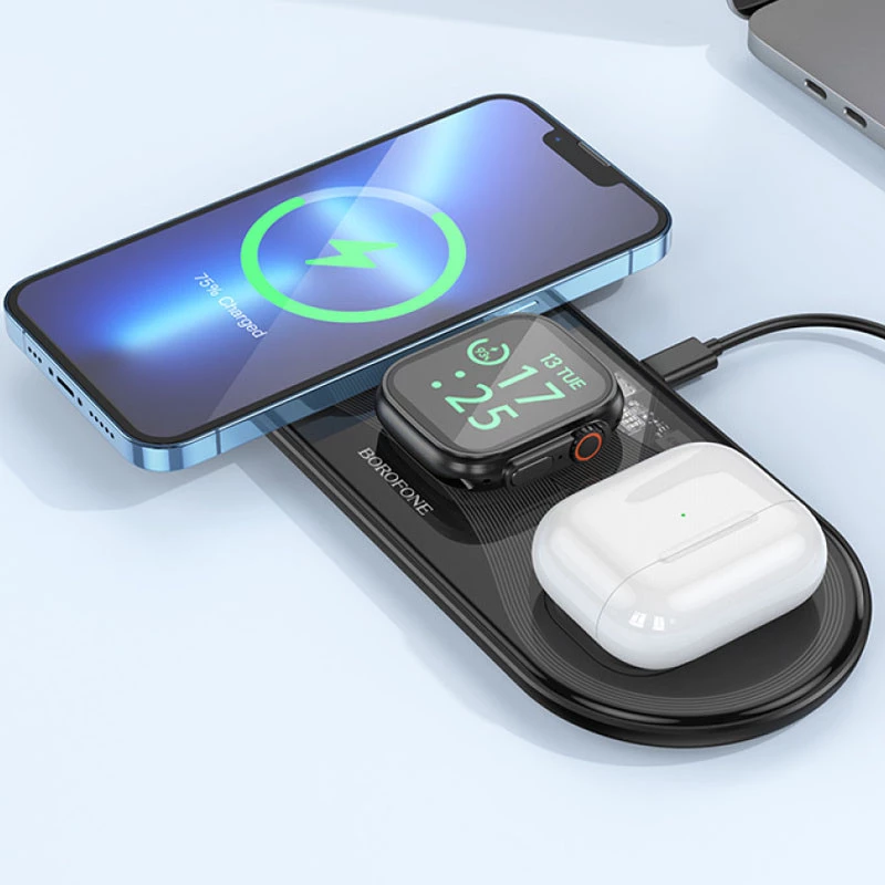 БЗУ BOROFONE BQ19 3in1 – Черный. Фото 5 из 6