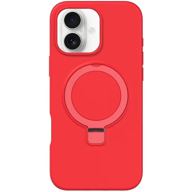 Силиконовый чехол Full Protective с кольцом-держателем (без логотипа) Apple iPhone 16 – Red. Фото 1 из 4