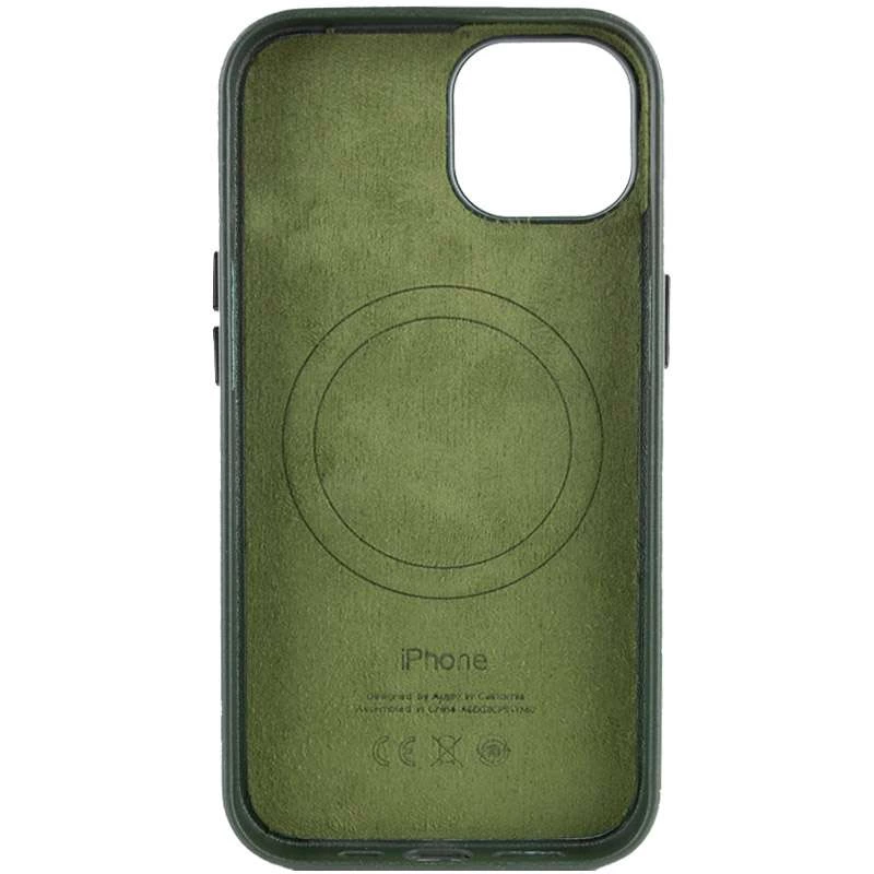 Кожаный чехол Leather Case с MagSafe для Apple iPhone 14 (6.1") – Military green. Фото 4 из 9
