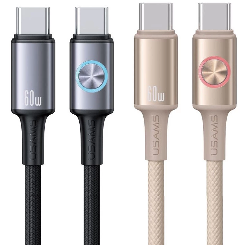 Дата кабель Usams US-SJ752 With Colorful Light Huan Ser. Type-C to Type-C 60W (1.2m) фото 1 з 1
