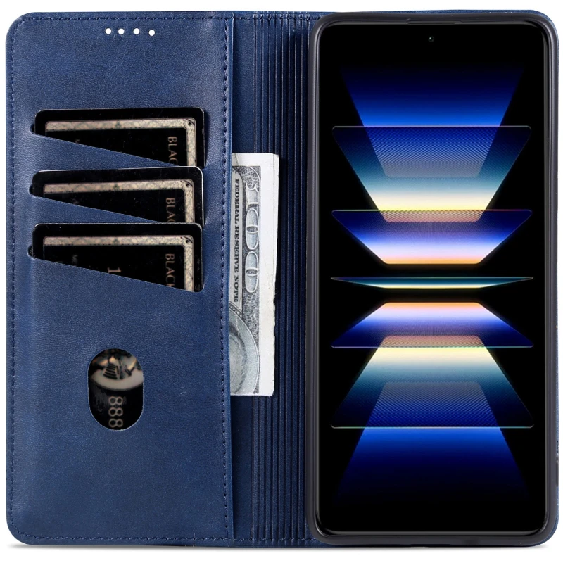 Кожаный чехол-книжка AZNS Classic series для Samsung Galaxy A36 5G – Dark Blue. Фото 3 из 4