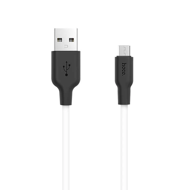Дата кабель Hoco X21 Silicone MicroUSB Cable (1m) – Чорний / Білий. Фото 2 з 5