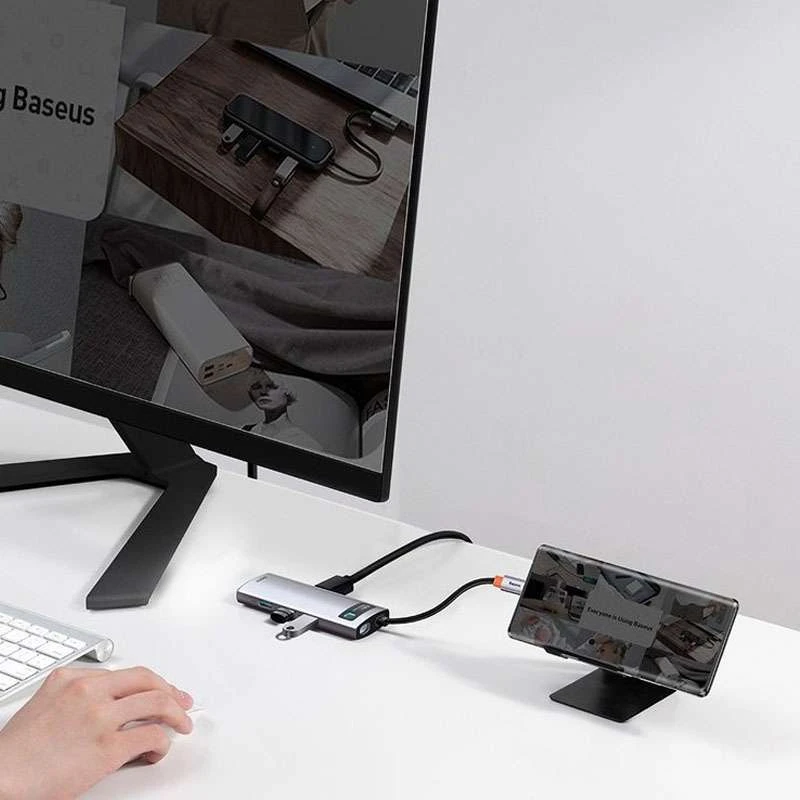 Переходник HUB Baseus Metal Gleam Series 7-in-1 Multifunctional – Серый. Фото 4 из 11