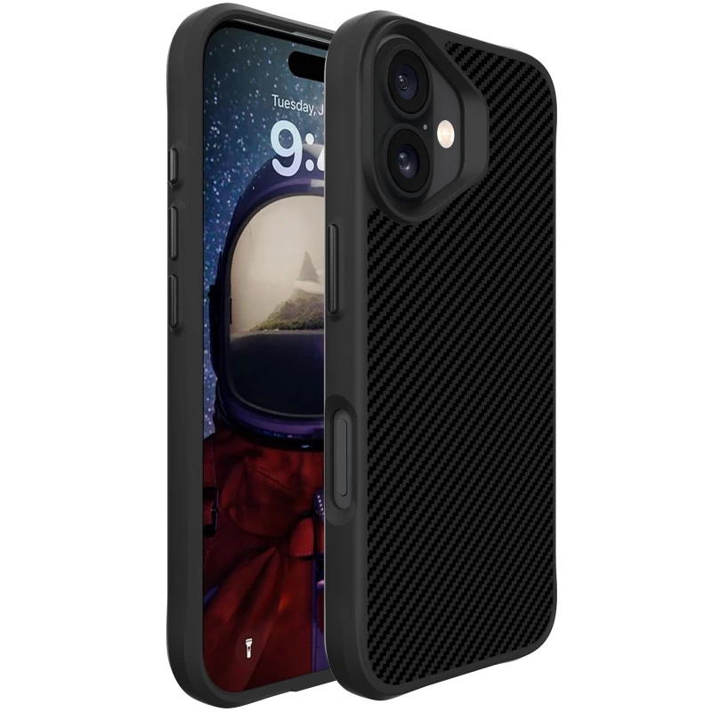 TPU+PC чохол Space Carbon collection для Apple iPhone 17 (6.3") – Black. Фото 2 з 5