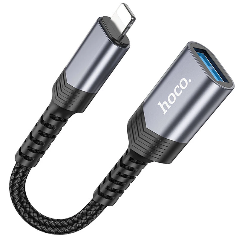 Перехідник Hoco UA24 Lightning male to USB female 2.0 – Metal gray. Фото 2 з 6