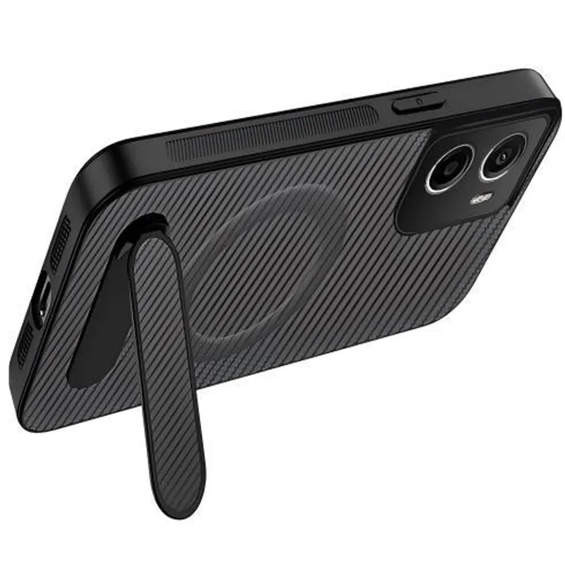 TPU+PC чохол Carbon Kickstand Magnetic Case для Motorola Moto G06 – Grey. Фото 2 з 2