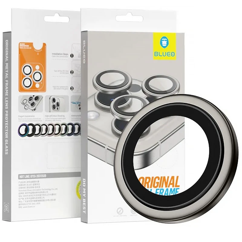 Захисне скло BlueO Metal на Apple iPhone 15 Pro Max – Сірий / Natural Titanium. Фото 4 з 4